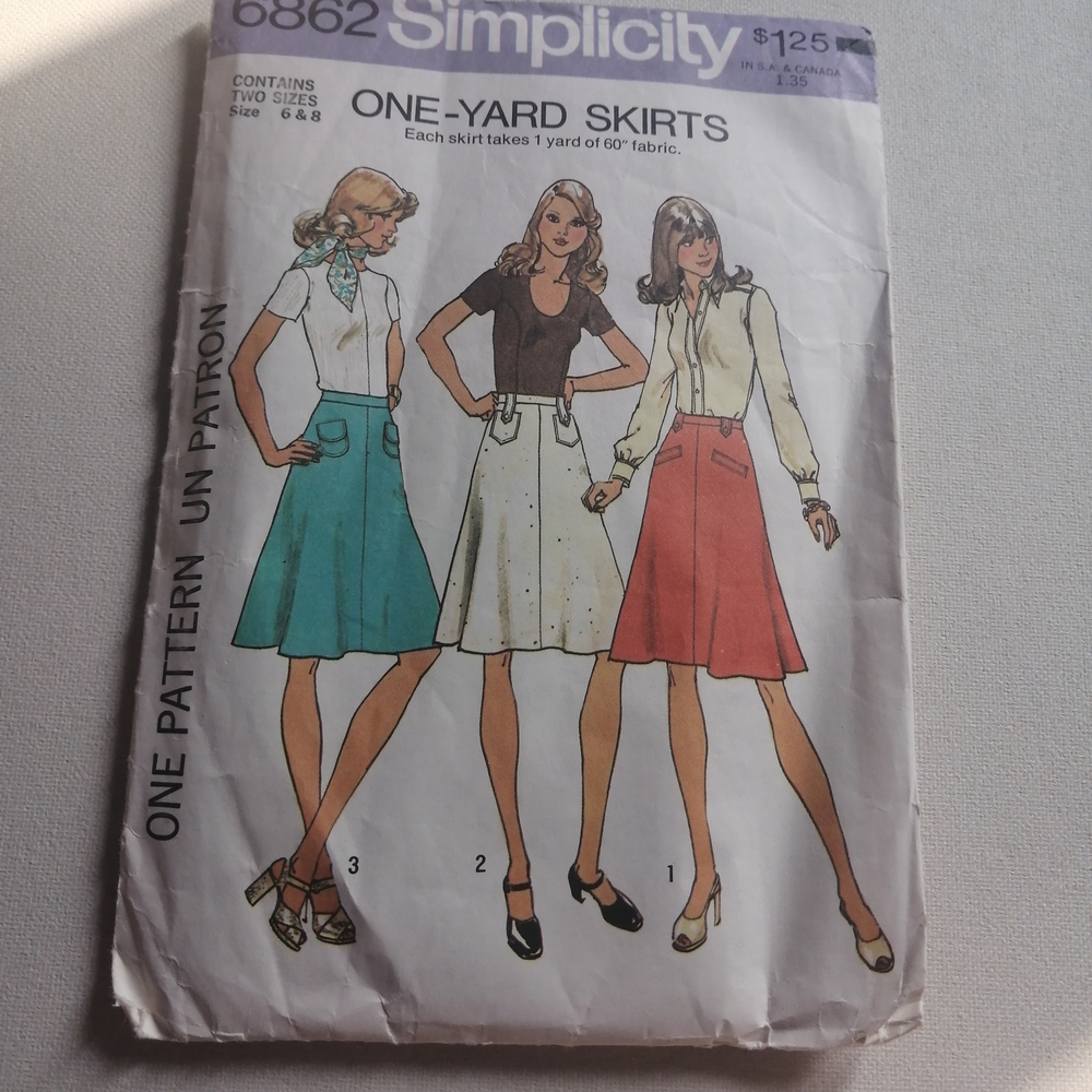 Simplicity A-Line Skirt Pattern - Teal, White, Coral
